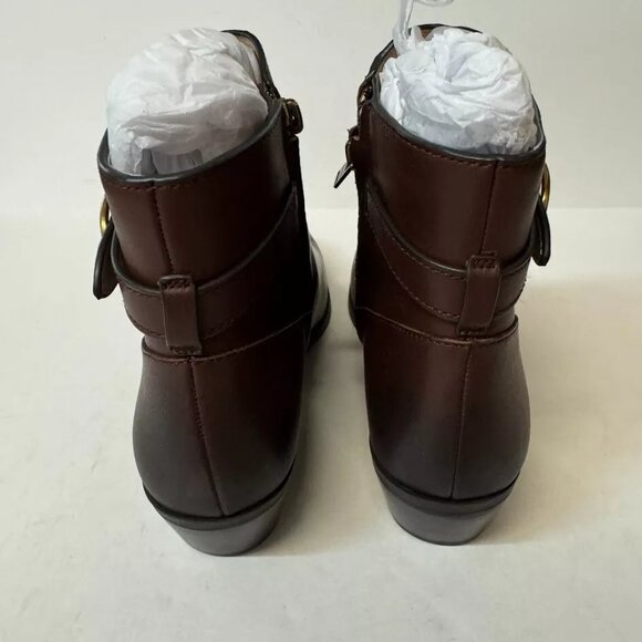 Coach Womens 10 M Walnut Brown Dylan Leather Pointed Toe Ankle Booties NIB XM8 - Picture 4 of 4